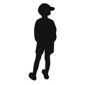 Boy view from back silhouette. Black shadow