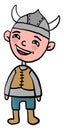 Boy with a viking hat, illustration, vector Royalty Free Stock Photo