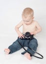 Boy with vintage camera