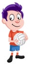 Boy with volleyball, illustration, vector