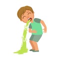 Boy Vomiting,Sick Kid Feeling Unwell Because Of The Sickness, Part Of Children And Health Problems Series Of Royalty Free Stock Photo