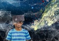 boy with VR glasses on the space