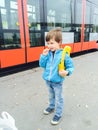 Boy waiting the tram
