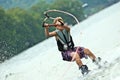 Boy on Wakeboard Losing Control Royalty Free Stock Photo