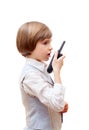 Boy with a walkie-talkie Royalty Free Stock Photo