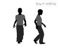 Boy in walking pose on white background