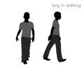 Boy in walking pose on white background