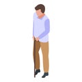 Boy with walking stick icon, isometric style Royalty Free Stock Photo