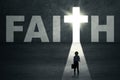 Boy walks toward faith door
