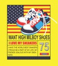 boy want high milboy shoes print vector