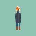 Boy in warm clothes freezing and shivering on winter cold vector Illustration Royalty Free Stock Photo