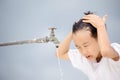 Boy wash his face Royalty Free Stock Photo