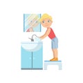 Boy Washing Hands In Bathroom Tap Royalty Free Stock Photo