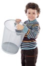 Boy with wastebasket