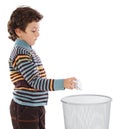 Boy with wastebasket