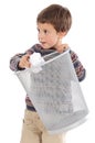 Boy with wastebasket