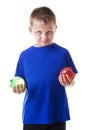 Boy with water balloons Royalty Free Stock Photo