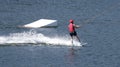 Boy water-skiing on a lake in Niedersfeld, Germany Royalty Free Stock Photo