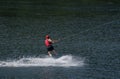 Boy water-skiing on a lake in Niedersfeld, Germany Royalty Free Stock Photo