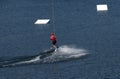 Boy water-skiing on a lake in Niedersfeld, Germany Royalty Free Stock Photo