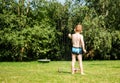 Boy with water sprayer Royalty Free Stock Photo
