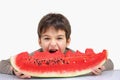 A boy with watermelon Royalty Free Stock Photo