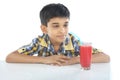 Boy with watermelon juice Royalty Free Stock Photo