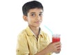 Boy with watermelon juice Royalty Free Stock Photo