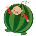 Boy in watermelon suit Royalty Free Stock Photo