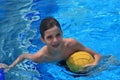 Boy with a waterpolo ball Royalty Free Stock Photo