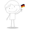 Boy waving German flag, cartoon style illustration