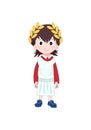 Boy wearing Ancient Rome costume for school history. Vector illustration