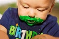 Boy Wearing Birthday Cake Royalty Free Stock Photo