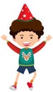 A boy wearing Christmas outfits on white background Royalty Free Stock Photo