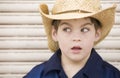 Boy Wearing a Cowboy Hat Looks Left Royalty Free Stock Photo