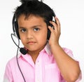 Boy wearing head phones Royalty Free Stock Photo