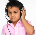 Boy wearing head phones