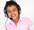 Boy wearing head phones Royalty Free Stock Photo