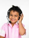 Boy wearing head phones Royalty Free Stock Photo