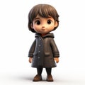 Charming 3d Render Of Little Boy In Coat - Hyper-detailed Illustration Royalty Free Stock Photo