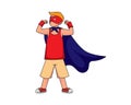 A Boy Wearing Mask and Cloak as Symbolization of Superhero