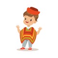 Boy wearing national costume of Peru colorful character vector Illustration