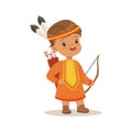 Boy wearing native national costume of American country, colorful character vector Illustration Royalty Free Stock Photo