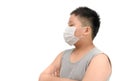 Boy wearing protective mask to protect pollution and flu Royalty Free Stock Photo