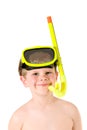 Boy wearing snorkel and mask Royalty Free Stock Photo