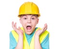 Boy wearing yellow hard hat Royalty Free Stock Photo