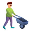 Boy wheelbarrow icon, cartoon style Royalty Free Stock Photo