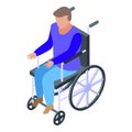 Boy in wheelchair icon, isometric style Royalty Free Stock Photo