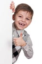 Boy with white board Royalty Free Stock Photo