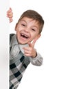 Boy with white board Royalty Free Stock Photo